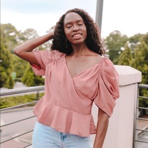 MAUVE/PINK PEPLUM TOP/BLOUSE